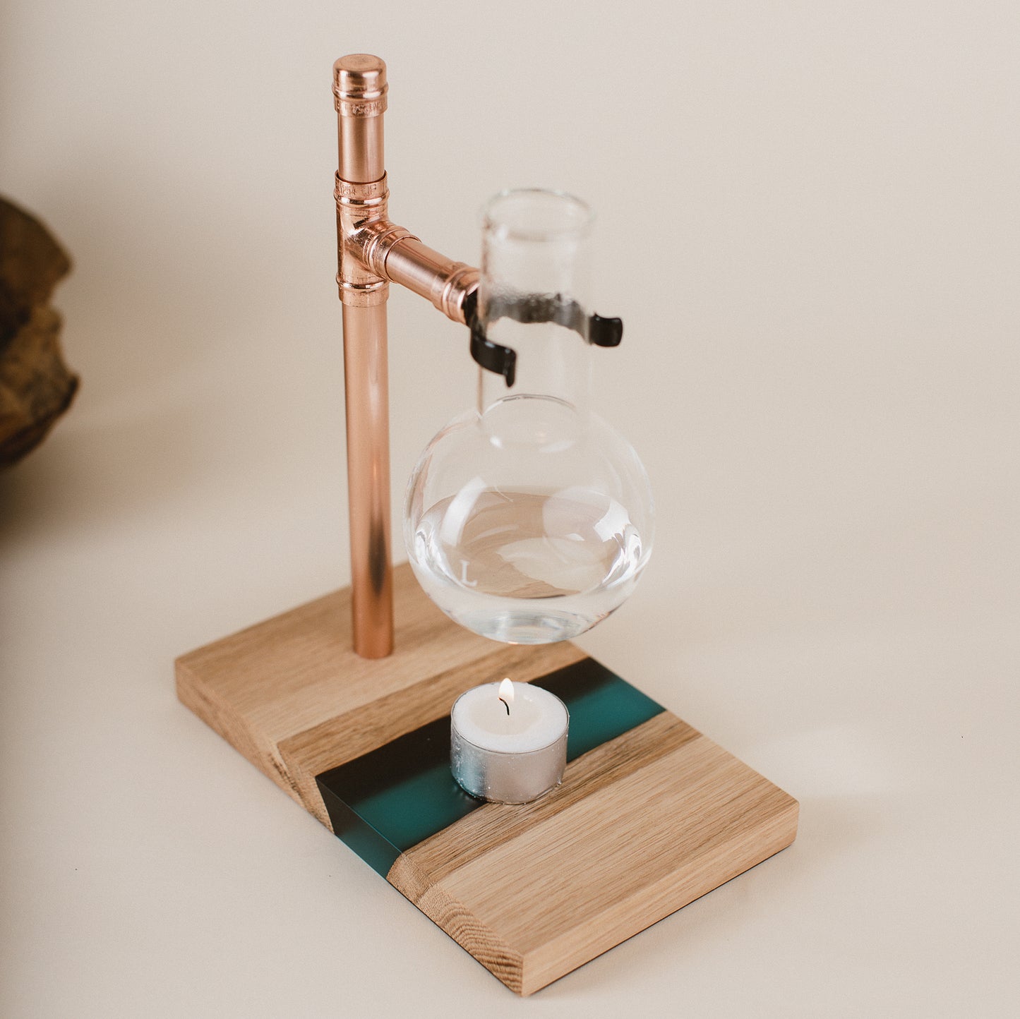 Oak + Blue Resin with Copper