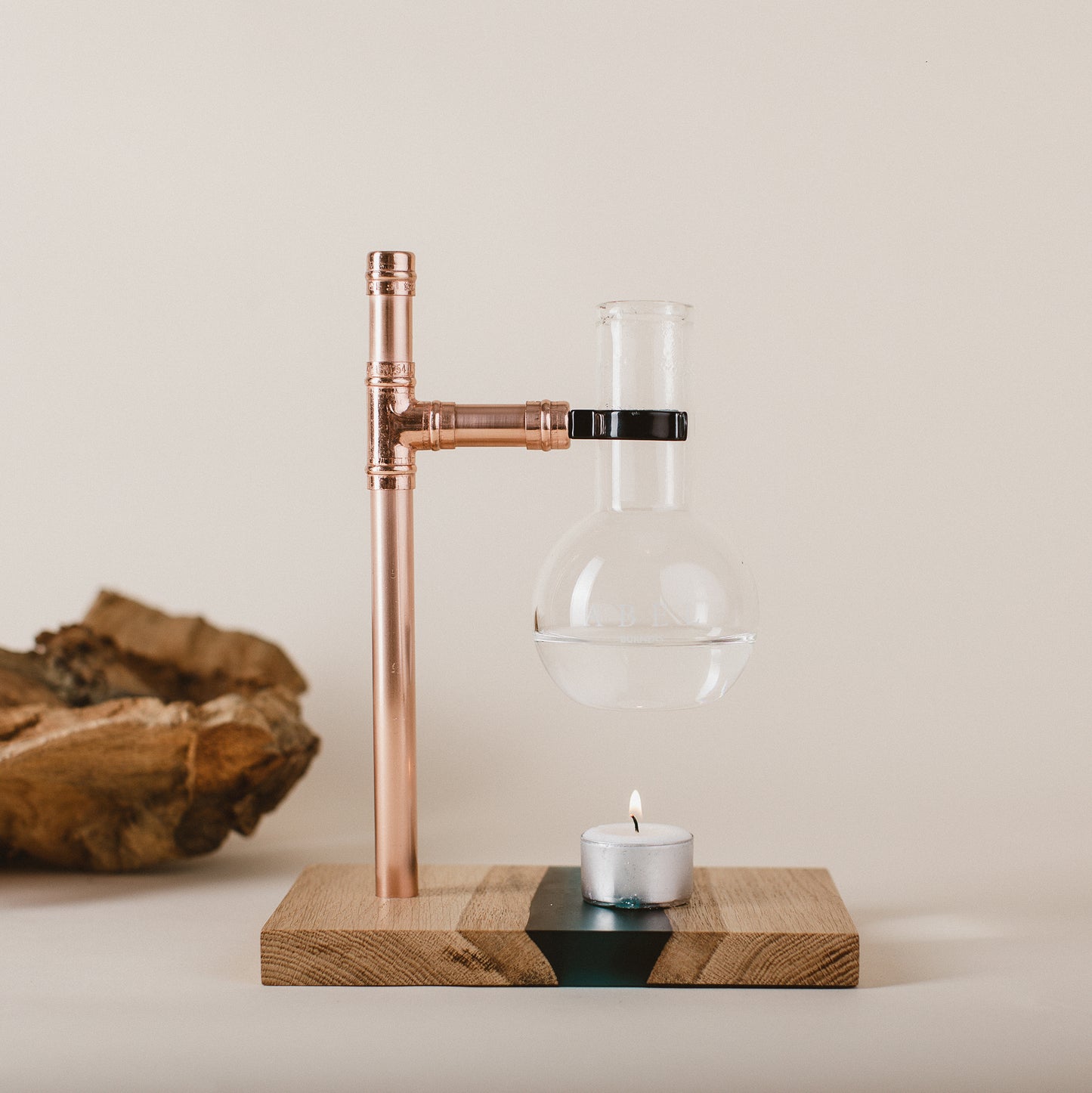 Oak + Blue Resin with Copper