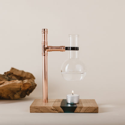 Oak + Blue Resin with Copper