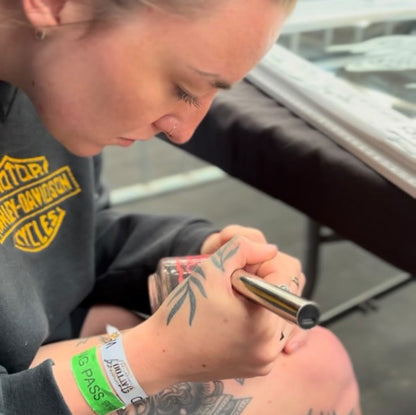 Tattooed Glass Flask - Artist Collab