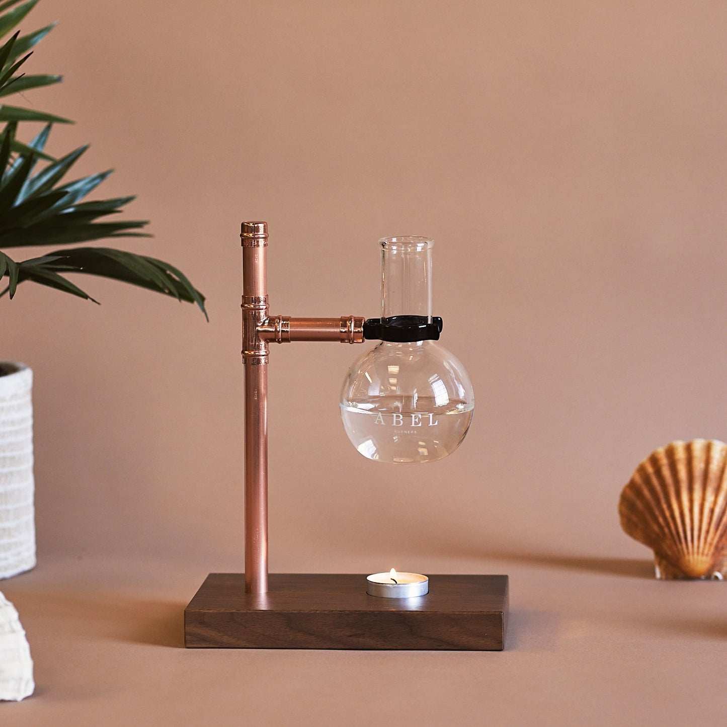 Oil Burner Walnut and Copper